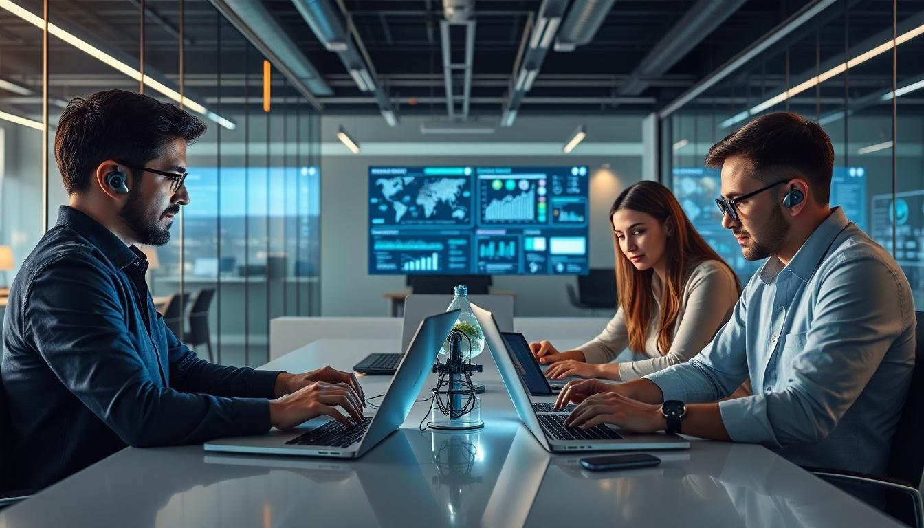AI software company team and business technology strategy
